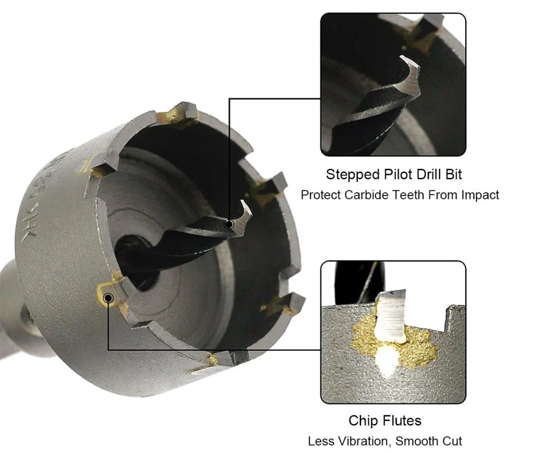 Tct Carbide Hole Saw Cutter Drill Bit for Hard Metal Stainless Steel Iron Wood Plastic