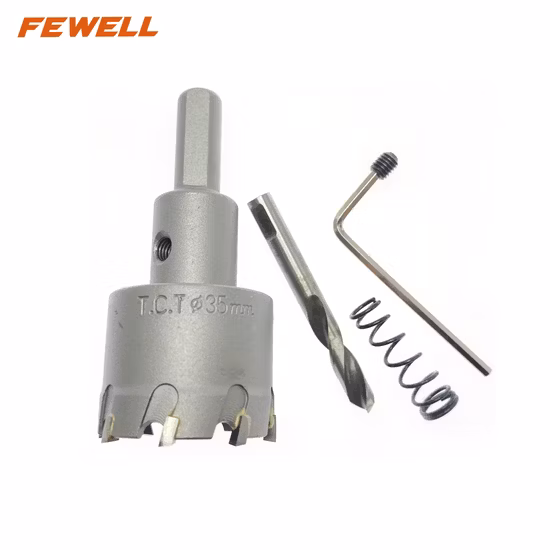 Scie cloche en alliage Tct en carbure de tungstène à poignée triangulaire de haute qualité diamètre 35mm pour le forage du bois en acier inoxydable en métal